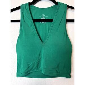 Klassy Network V-Neck Brami Crop Top Green Size Medium w/ Pads